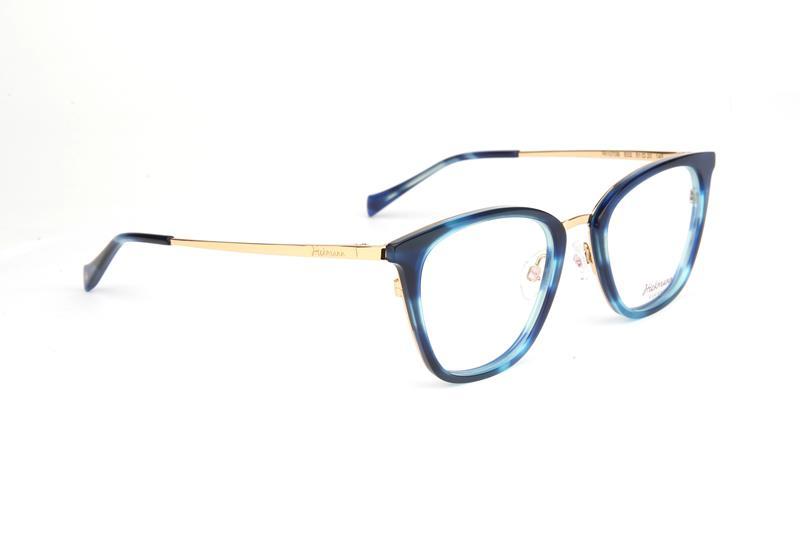 Armação para Óculos de Grau Feminina Azul com Dourado - Hickmann Eyewear