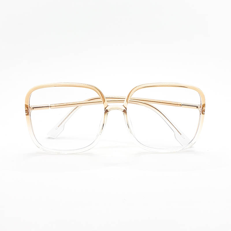 Armação Quadrada para Óculos de Grau Feminina - Transparente e Dourada